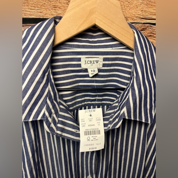 J. Crew Long Sleeve Striped Button Dress w/ Tie and Pockets (074) - Picture 3 of 8